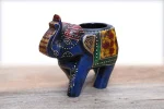 Elephant-Shaped Wooden Candle Holder