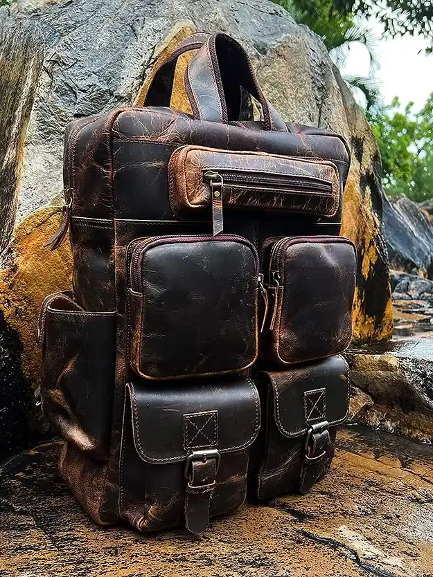 Rustic Leather Backpack