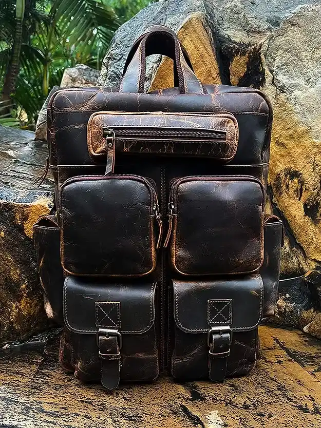 Rustic Leather Backpack