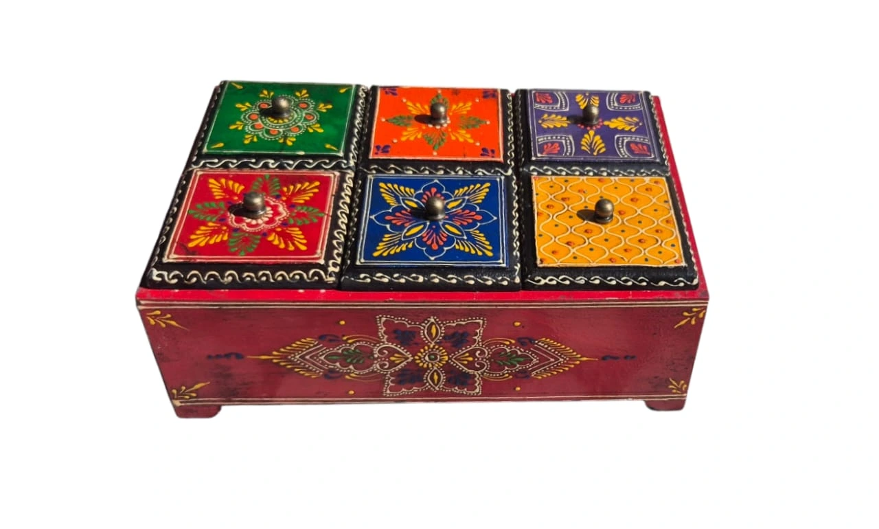Hand-Painted Wooden Masala Box