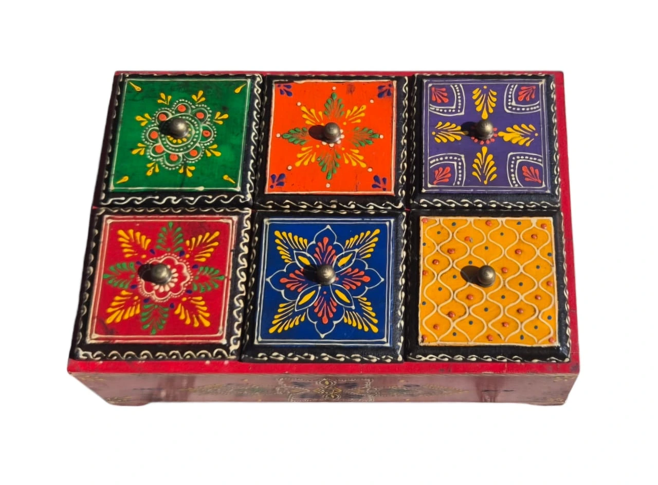 Hand-Painted Wooden Masala Box