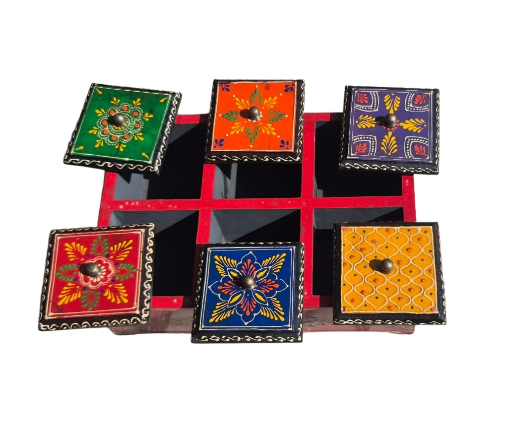 Hand-Painted Wooden Masala Box