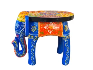 Hand-Painted Wooden Elephant Stool