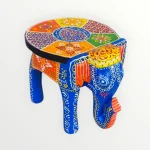Hand-Painted Wooden Elephant Stool