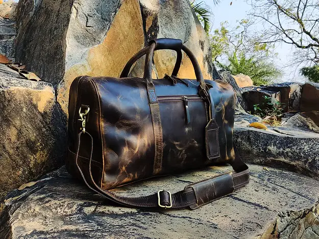 Handmade Leather Duffle Bag