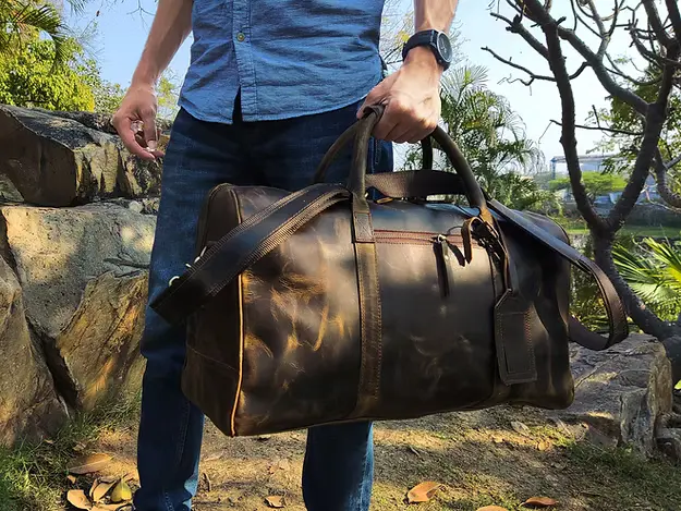 Handmade Leather Duffle Bag