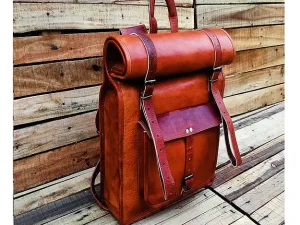 Handmade Leather Rolltop Backpack