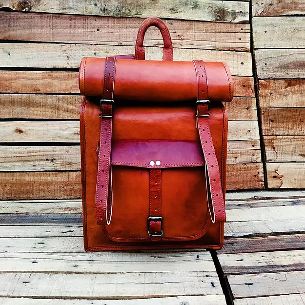 Handmade Leather Rolltop Backpack