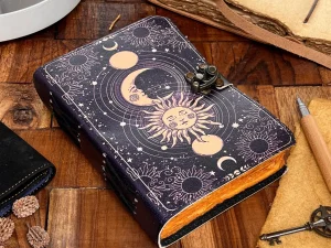 Celestial Sun & Moon Leather Journal