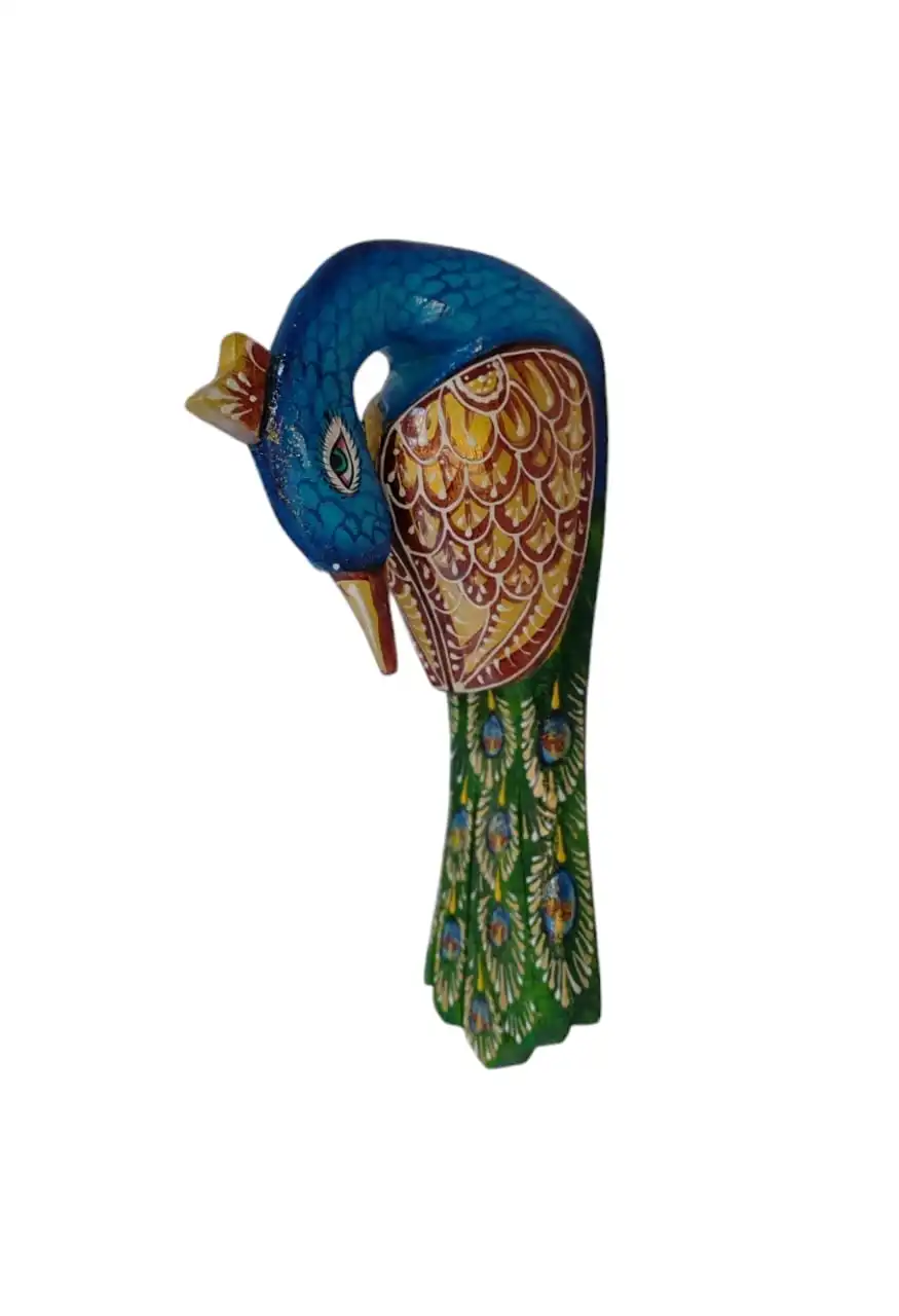 Wooden Hand-painted Peacock Face Wall Décor