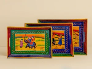 Hand-painted Wooden Tray Set