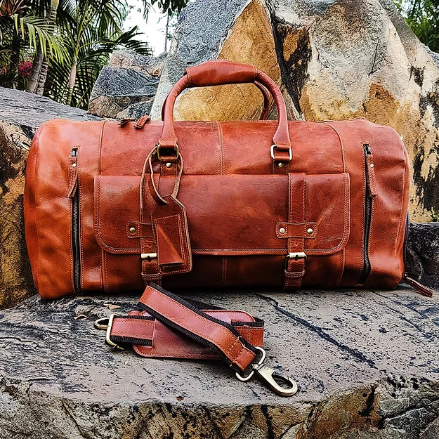 Vintage Duffle Bag with Shoe Compartment