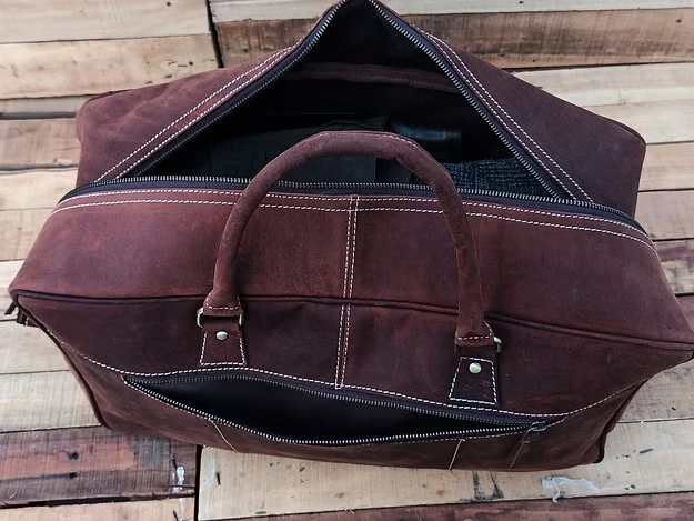 Vintage Leather Duffle Bag for Men