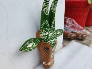 Hand-Painted Wooden Cow Wall Piece