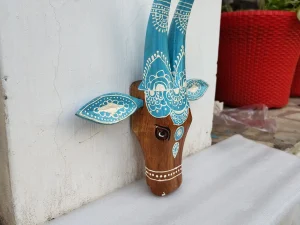 Hand-Painted Wooden Cow Wall Piece