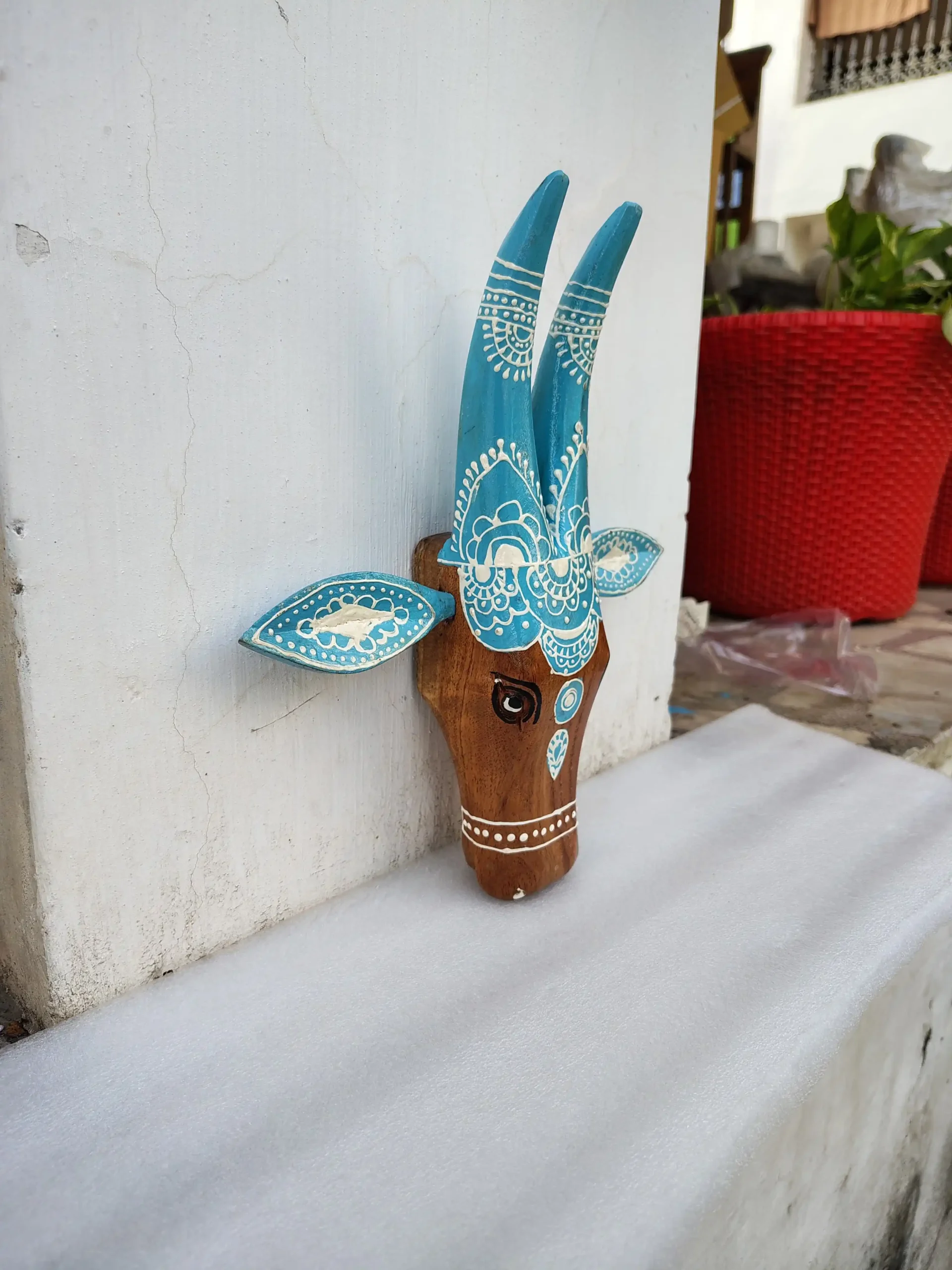 Hand-Painted Wooden Cow Wall Piece