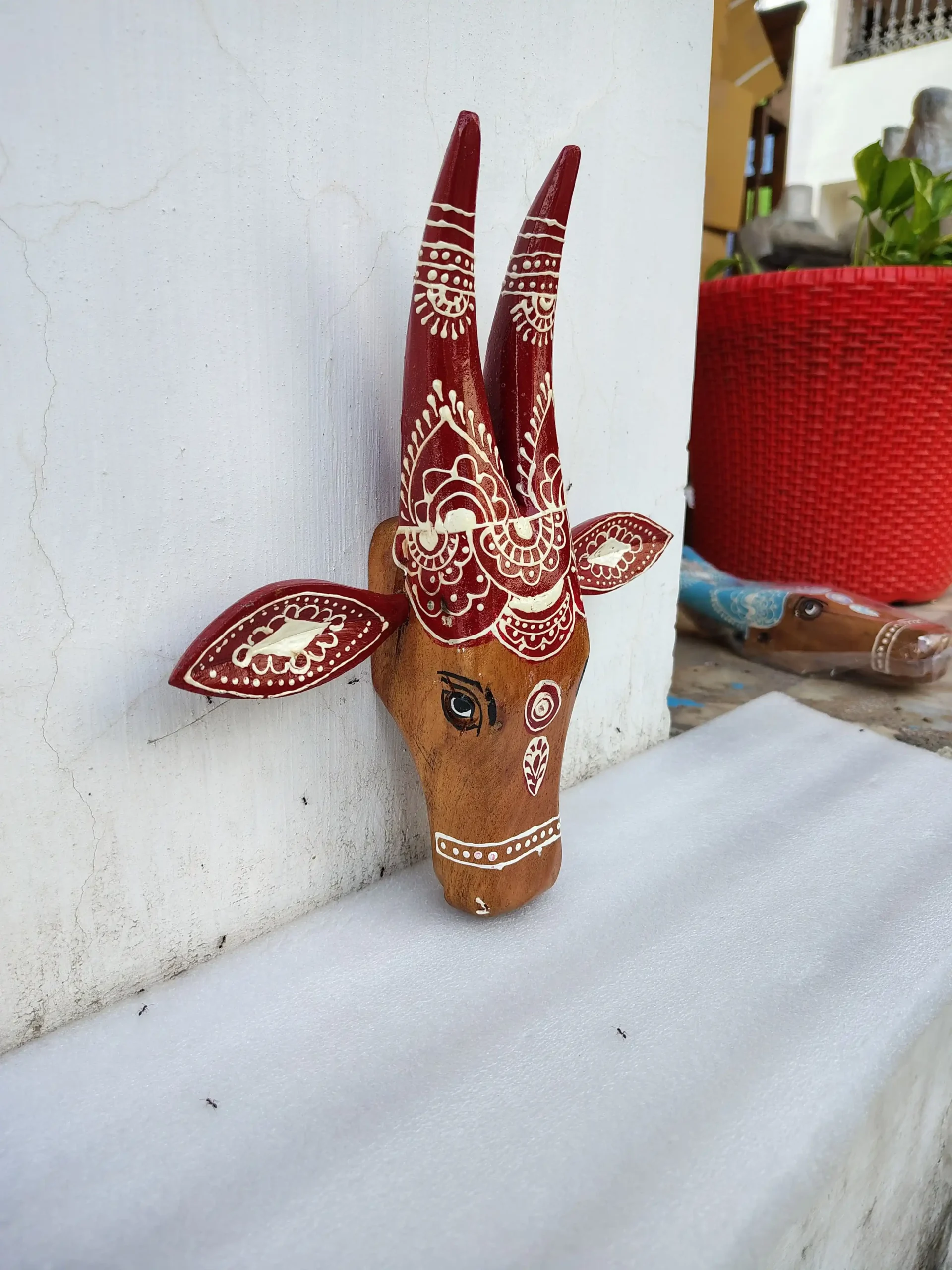 Hand-Painted Wooden Cow Wall Piece