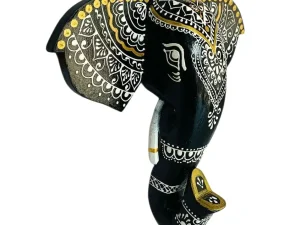Wooden Hand-painted Elephant Face Wall Décor