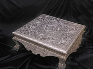 White Metal Coated Mehrab Chowki