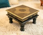 Brass-Fitted Wooden Chowki