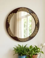 Brass Fitted Wooden Mirror Frame