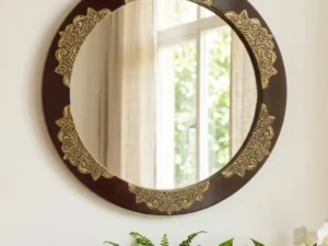 Brass Fitted Wooden Mirror Frame