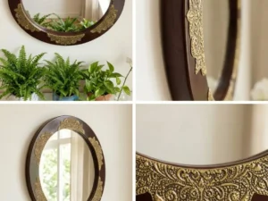 Brass Fitted Wooden Mirror Frame